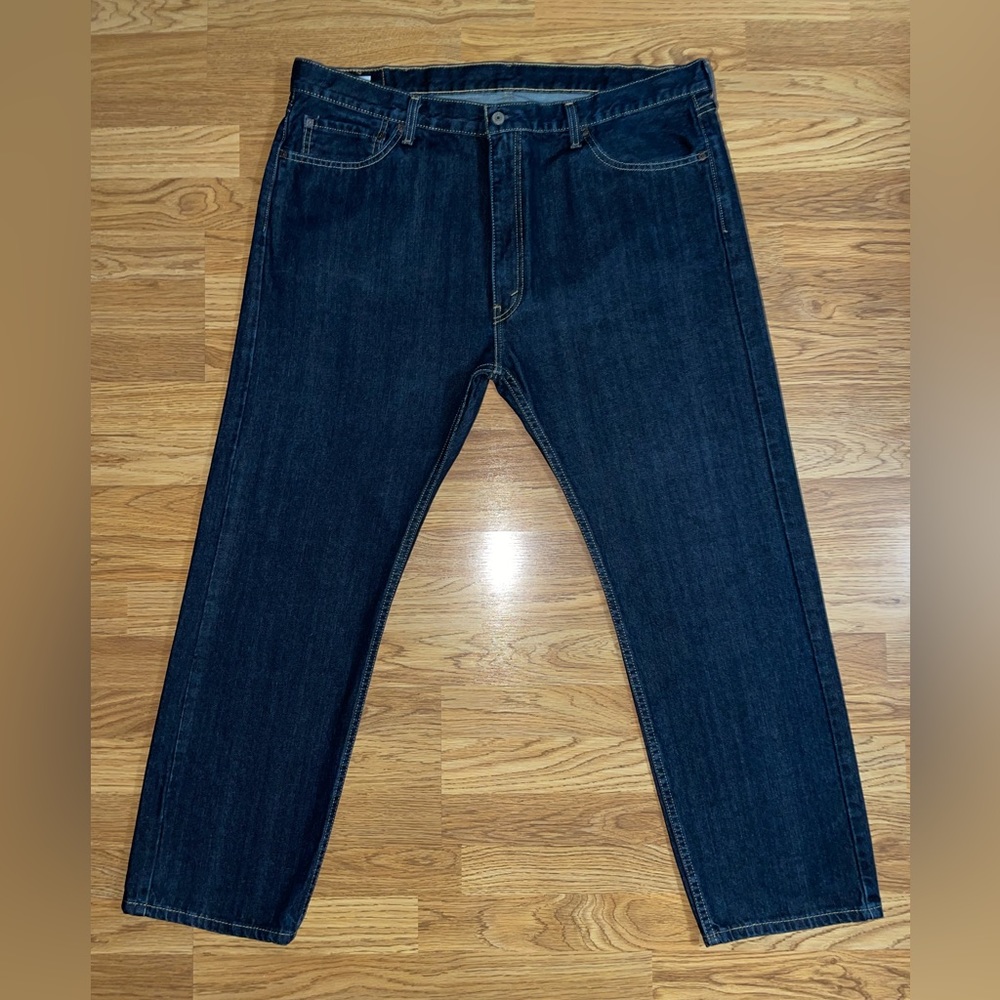 Levi’s 505 Jeans Mens Size 42x30 Regular Fit Straight Denim Dark Wash 2018 EUC